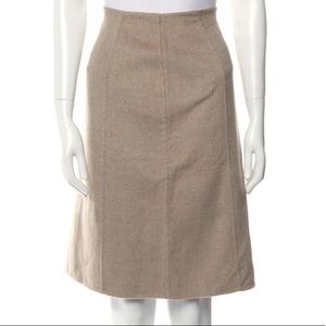 Fattoamano knee length a-line skirt front slit in tan